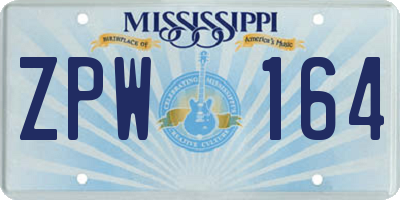 MS license plate ZPW164
