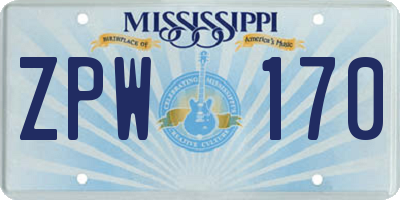 MS license plate ZPW170