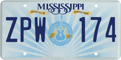 MS license plate ZPW174