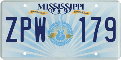 MS license plate ZPW179