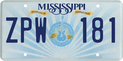 MS license plate ZPW181