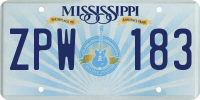 MS license plate ZPW183