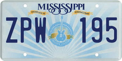 MS license plate ZPW195