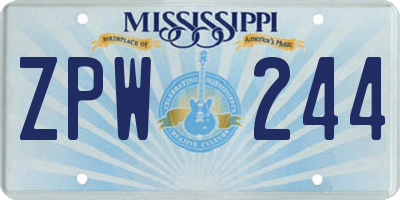 MS license plate ZPW244