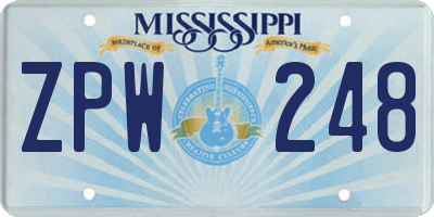 MS license plate ZPW248