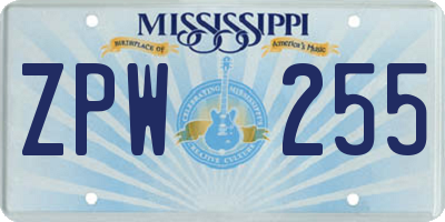 MS license plate ZPW255