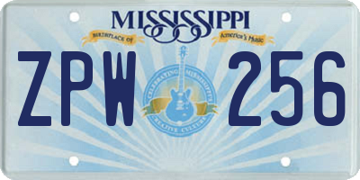MS license plate ZPW256