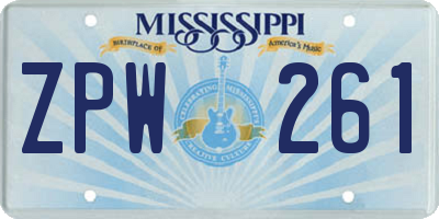 MS license plate ZPW261