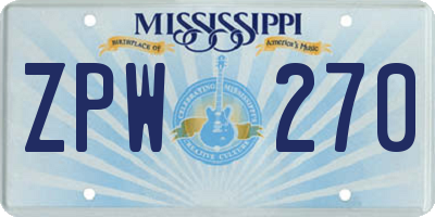 MS license plate ZPW270