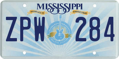 MS license plate ZPW284