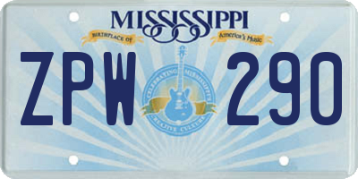 MS license plate ZPW290