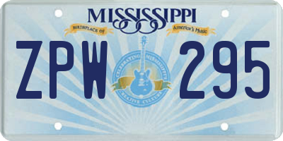 MS license plate ZPW295
