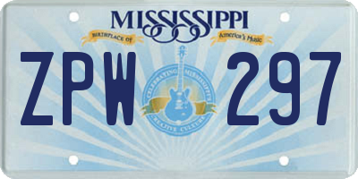 MS license plate ZPW297