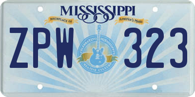 MS license plate ZPW323