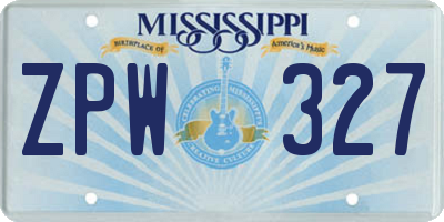 MS license plate ZPW327