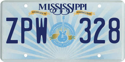 MS license plate ZPW328