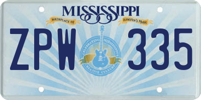 MS license plate ZPW335