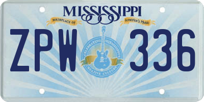 MS license plate ZPW336