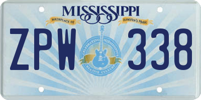 MS license plate ZPW338