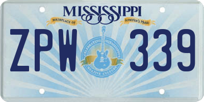 MS license plate ZPW339