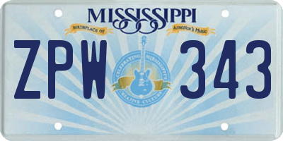 MS license plate ZPW343