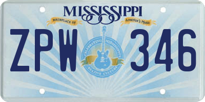 MS license plate ZPW346