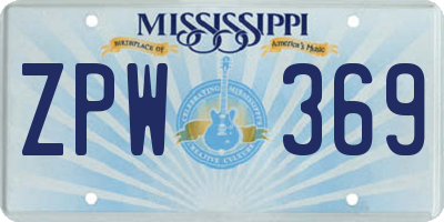MS license plate ZPW369