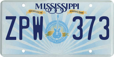 MS license plate ZPW373