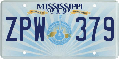MS license plate ZPW379