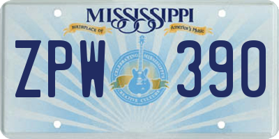MS license plate ZPW390