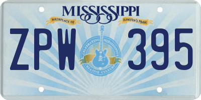 MS license plate ZPW395