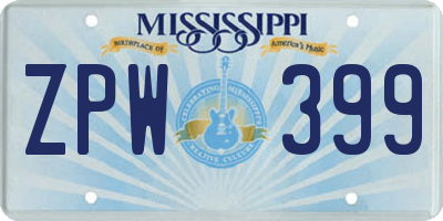 MS license plate ZPW399