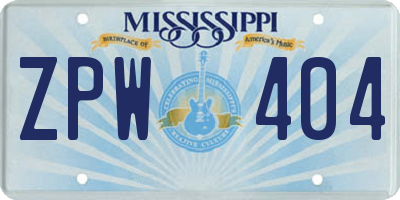 MS license plate ZPW404