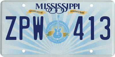 MS license plate ZPW413