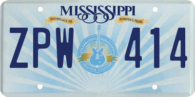 MS license plate ZPW414