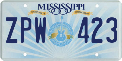 MS license plate ZPW423