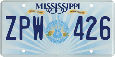 MS license plate ZPW426
