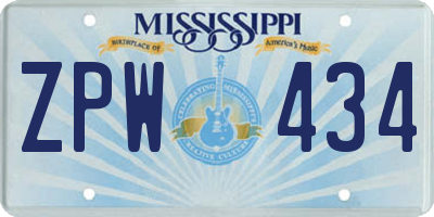 MS license plate ZPW434
