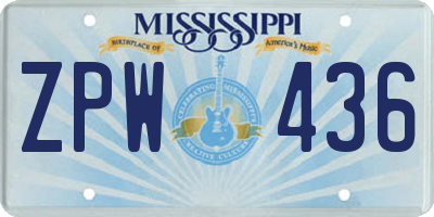 MS license plate ZPW436