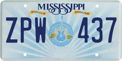 MS license plate ZPW437