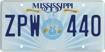 MS license plate ZPW440