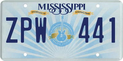 MS license plate ZPW441