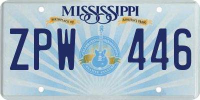 MS license plate ZPW446