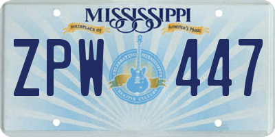 MS license plate ZPW447