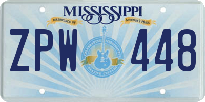 MS license plate ZPW448