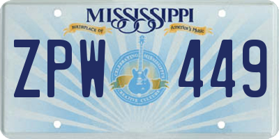 MS license plate ZPW449