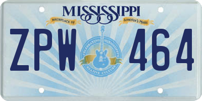 MS license plate ZPW464