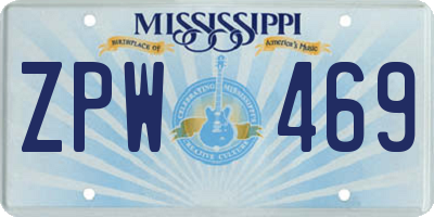 MS license plate ZPW469