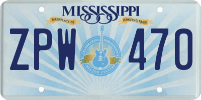 MS license plate ZPW470