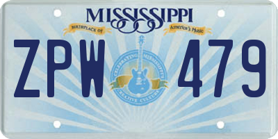 MS license plate ZPW479